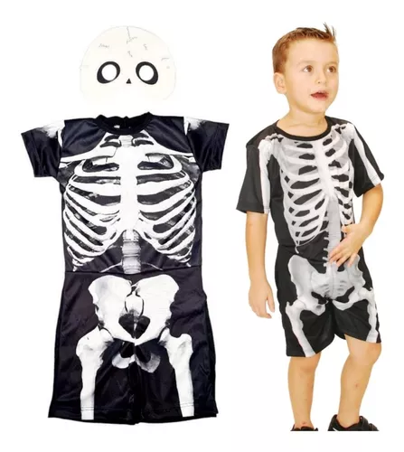 Fantasia Infantil De Menino Halloween Esqueleto Carnaval