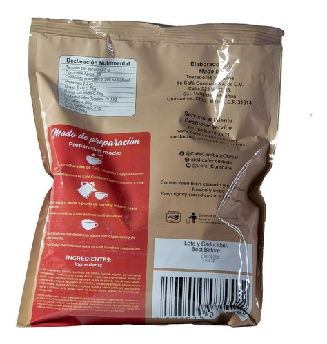 Café Combate Cappuccino Vainilla Bolsa De 1360 Gr