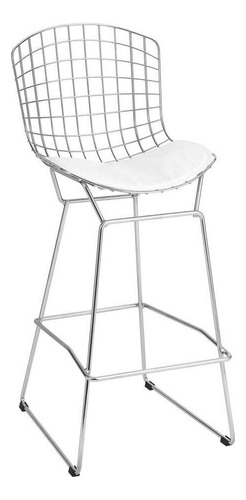 Banqueta Bertoia Branca E Cromada Cor Branco