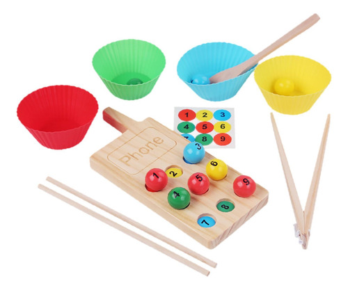 Bolas De Arco-íris Em Copos Montessori Toy Clip Bead Game
