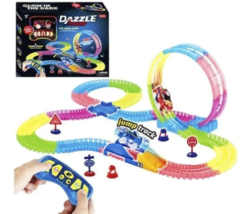 Pista Flexible Con Auto Luminoso Radio Control Mundo Manias