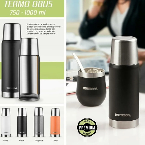 Imagen 5 de 5 de Termo Waterdog Obus de Acero Inoxidable 0.75L Grafito