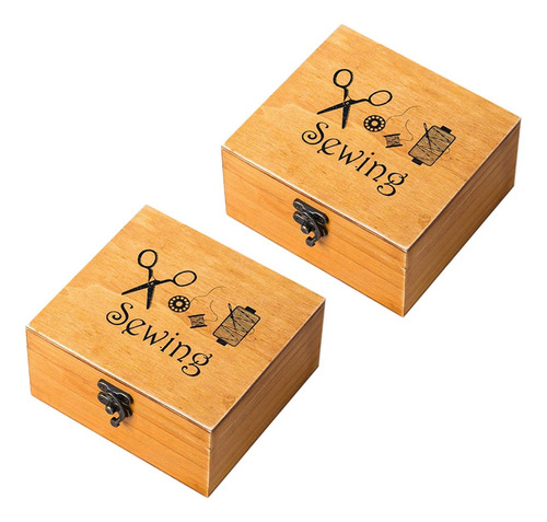 2 Cajas De Coser De Madera, Accesorios De Costura, Kit De Su