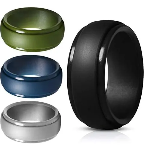 Banda De Boda De Silicona Para Hombre Anillos De Goma Para