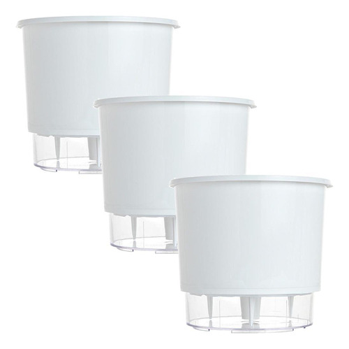 Vaso Raiz Auto Irrigável Médio N3 Branco Temperos Kit 3 Pcs