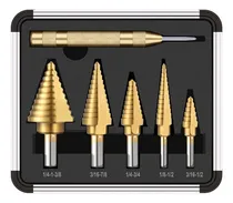 Comprar Juego De Taladros Escalonados Hss Titanium, 5 Piezas, Con Ce