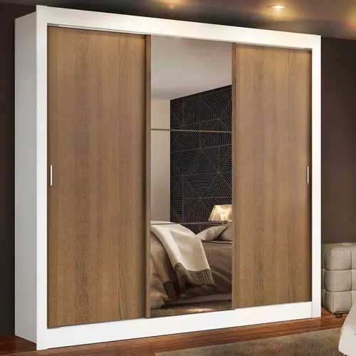 Guarda Roupa Casal Mônaco Madesa 3 Portas Correr Espelho
