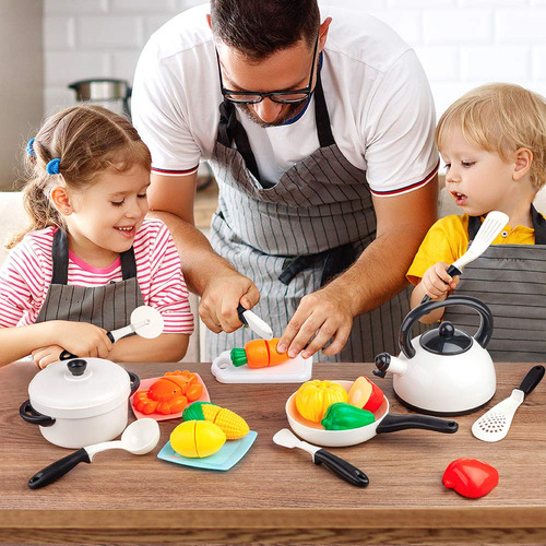 Set De Cocina Para Niños Con Ollas, Sartenes Y Utensilios Color