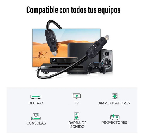 Cable Alta Calidad B Toslink De Fibra Optica 5 M Para Audio