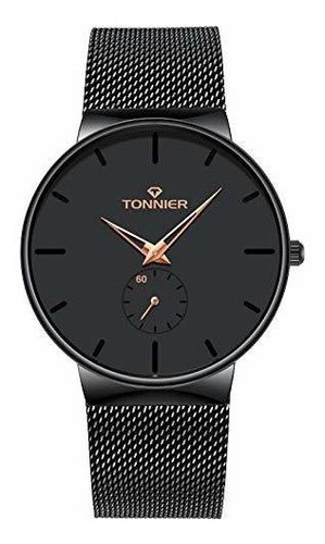 Reloj De Ra - Tonnier Reloj Delgado De Acero Inoxidable Para