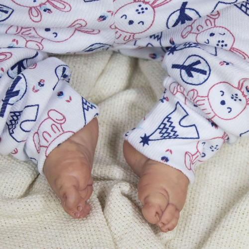 Conjunto Bebê Reborn Rn Malha Canelada Look De Recém-nascido
