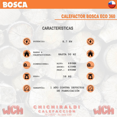 Calefactor A Leña Bosca, Eco 360 | Chichiraldi Calefacción