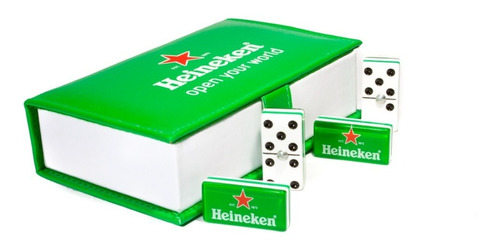 Dominó Cerveza Heineken, 100% Acrílico. Estuche Tipo Libro