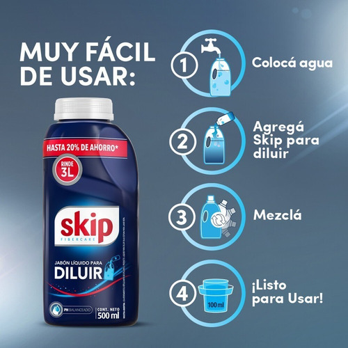 Jabón Líquido Para Diluir Skip Phbalanceado+bot Gratis 500m