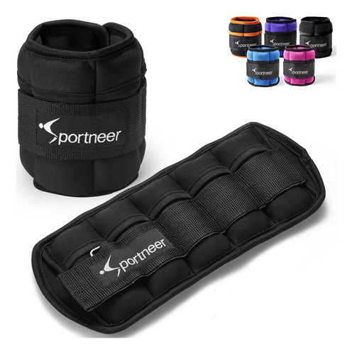 Tobilleras Deportivas Con Peso Ajustable Correa Velcro Negro Negro