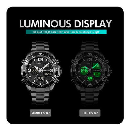 Reloj Analógico Con Calendario Electrónico De Lujo Skmei Man Color De La Correa Plateado