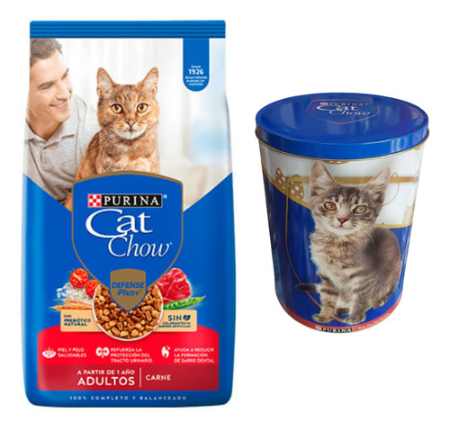 Alimento Cat Chow Carne Gato 15kg + Lata Contenedor