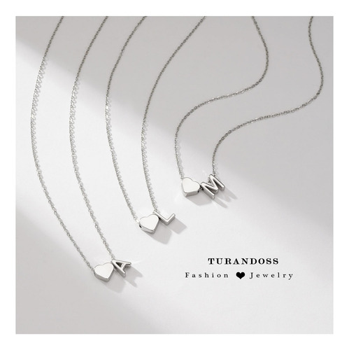 Collar Inicial De Corazón De Turandoss Para Mujeres, Heart K
