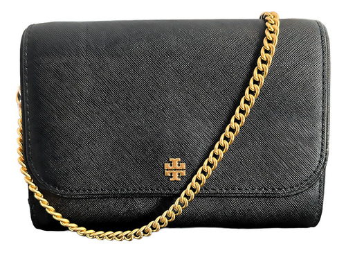 Bolsa Tory Burch Emerson Chain Wallet Bag Black Negro