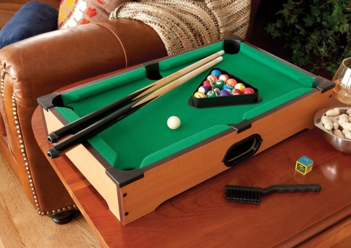 Juego Mesa Billar 51x32x9.5cm Mini 2 Tacos 48cm Bolas 2.5cm