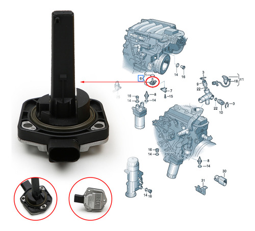 Para Sensor De Nivel De Aceite Del Motor Audi A3 A4 A6 Vw