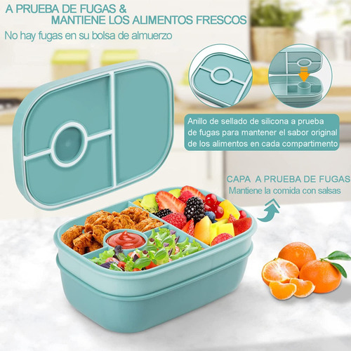 Box Lunch 3 Niveles Topper 1900ml Fiambrera Con Cubiertos