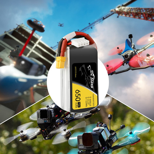 Batería Lipo Tattu, 650 Mah, 11,1 V, 75c 3s, Paquete De Baterías Con Conector Xt30 Para Fpv Multirotor De Tamaño 90 A 180 Torrent 110 Lizard 95 (ta-75c-650-3s1p-xt30)