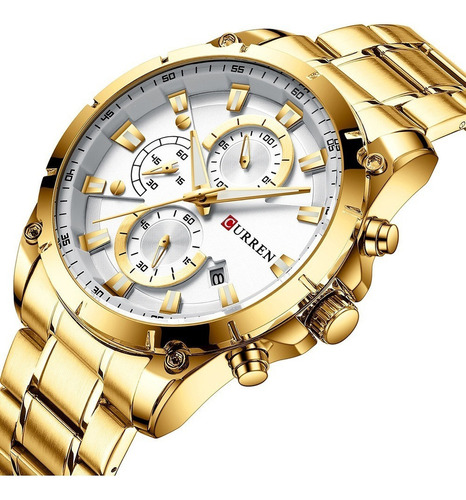 Reloj curren Cronómetro hombre analogo Fechador Dorado