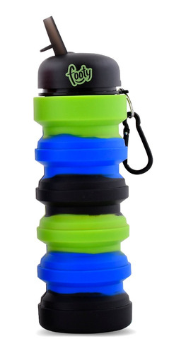 Botellita Deportiva Plegable Silicona Footy Acordeon Negra