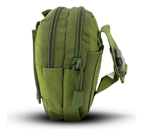 Mini Bolsa Tática Pochete De Cintura Militar Cor Verde Desenho Do Tecido Lisa