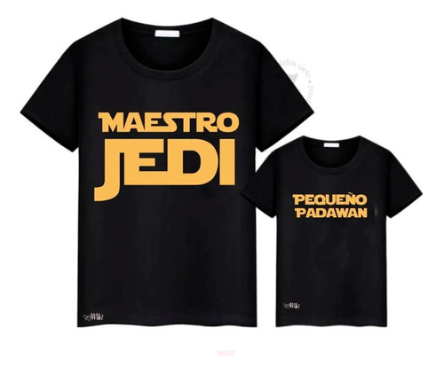 Polera Manga Corta Padre E Hijo(a) Maestro Jedi Y P. Padawan