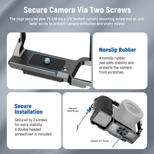 . Neewer Zv-e10 Camera Cage Rig Video W Silicone Grip Para