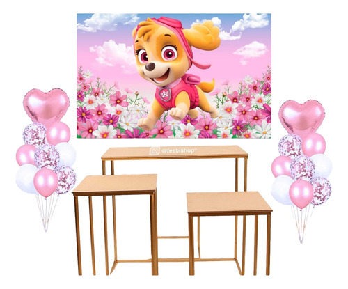 Fondo De Tela Telon Skye De Paw Patrol Decoración Candy