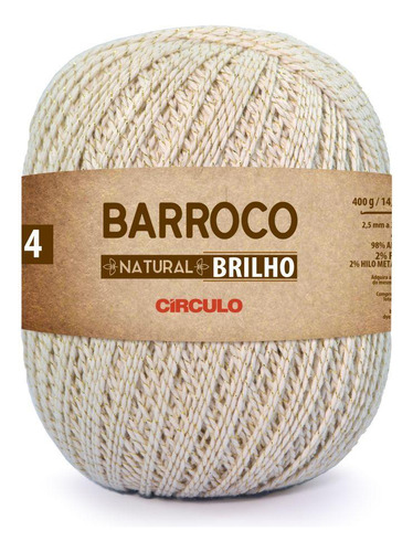 Barbante Barroco Natural Brilho Ouro N04 400g - Círculo