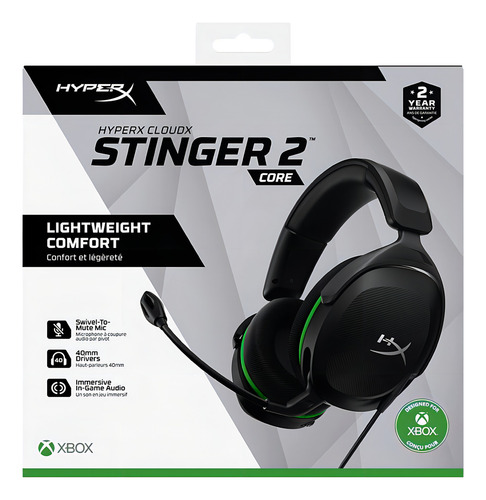Headset Gamer Hyperx Cloudx Stinger 2 Core Negro/verde Preto