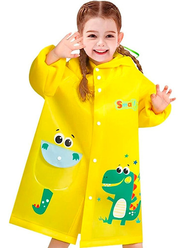 Impermeable Portátil Dinosaurio Para Niños Con Capucha