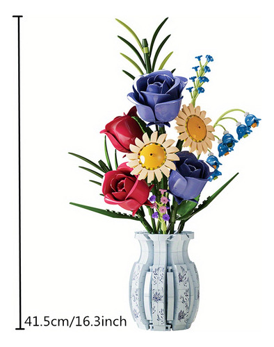 Juego De Bloques De Construcción Con Florero Y Rosas Y Giras