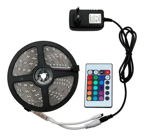 Tira Led Rgb 5050 16 Colores 5 Metros Con Control Y Cargador