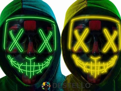 Imagen 2 de 10 de Máscara Luz Led La Purga Halloween The Purge Colores Calidad