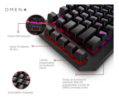 Teclado Omen Sequencer Hp Óptico Mecánico Negro