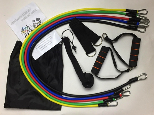Set De 5 Ligas De Resistencia Ejercicios + Accesorios Bolso