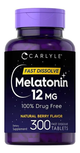 Melatonina 300 Tabletas Sabor Berry 12mg Maxima Potencia Sabor Bayas