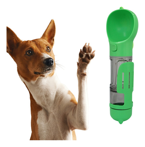 Botella Bebedero De Agua Para Perros Mascota Pala-bolsas Color Verde