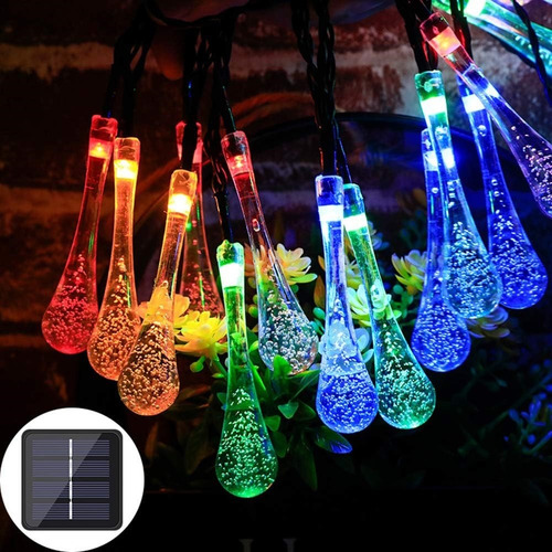Guirnalda Luces Led Navidad En Forma De Gota De Agua Solar