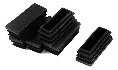 6 Piezas De Tubo Rectangular De Plástico Negro Inserta Tapa