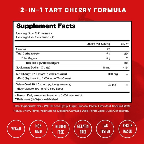 Nutra Champs Tart Cherry 3000mg 60 Vegan Gummies