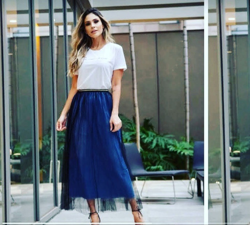 Imagem 1 de 1 de Saia Jeans Com Tule