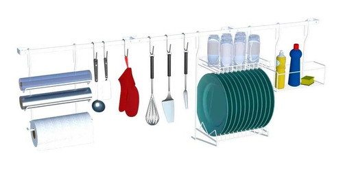 Cozinha Suspensa Essence Escorredor Dicarlo Branco Kit 04 