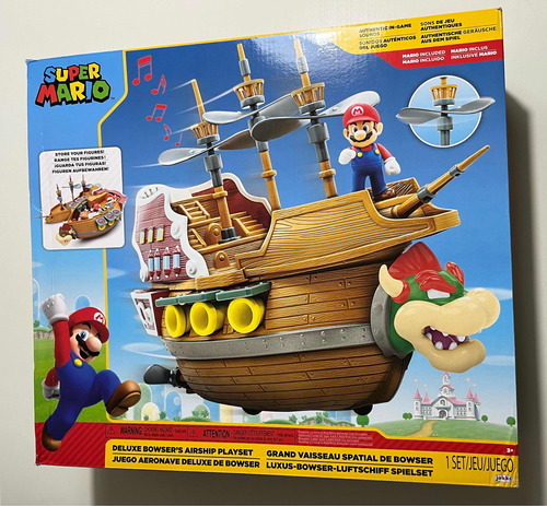 Barco Aeronave Deluxe Bouncer Super Mario Con Muñeco Y Caja