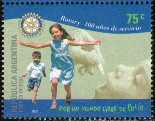 Argentina Sello Mint Centenario Rotary = Polio Año 2005